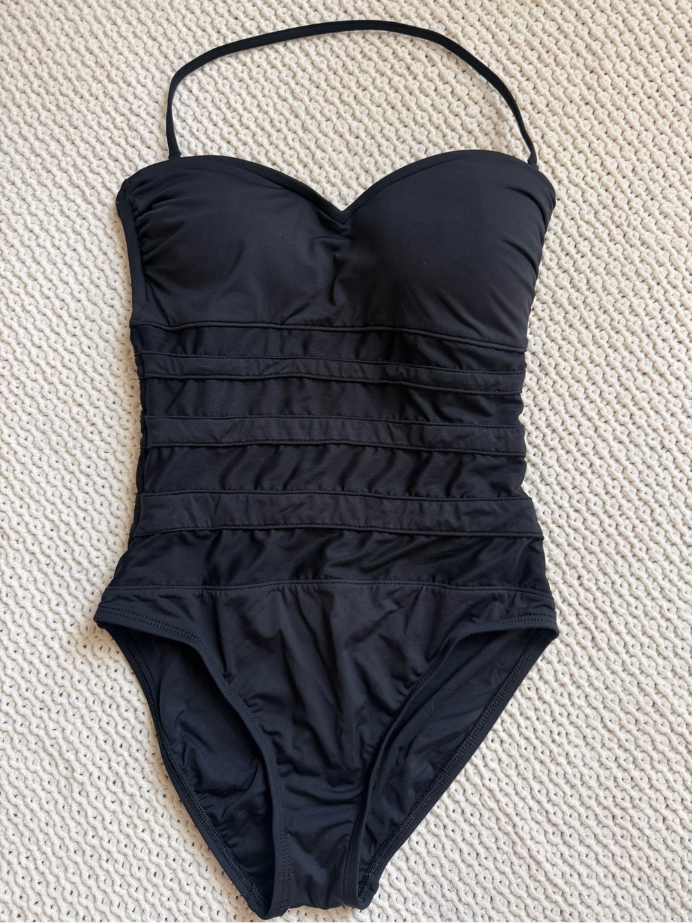 La Blanca Black Bandeau One-Piece Swimsuit with Removable Halter size 6
